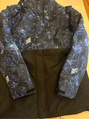 Boys 3 in 1 jacket Blue Patterned Winter Jacket - Hooded Coat
